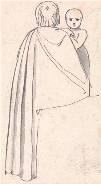 Back View of a Woman with Child Looking over Her Shoulder - John Flaxman