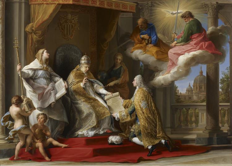 Pope Benedict XIV Presenting the Encyclical 'Ex Omnibus' to the Comte De Stainville, Later Duc De Choiseul, 1737 - Помпео Батони