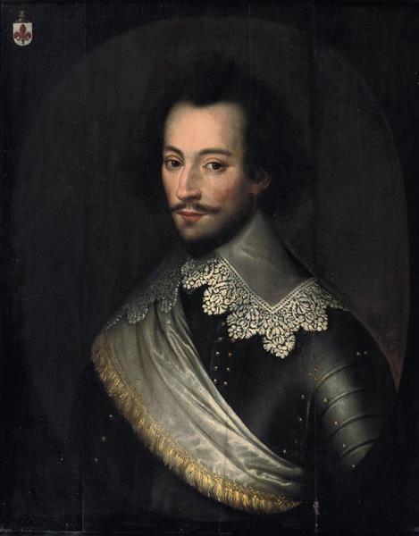Portrait of Charles De Rechignevoisin in Armour with a White Lace Collar and a White Sash - Gerard van Honthorst