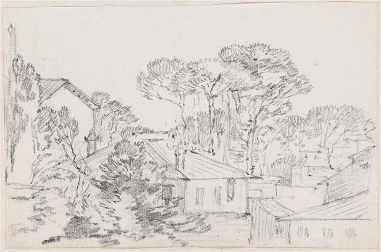 Rooftops and Umbrella Pines, c.1750 - Joseph-Marie Vien