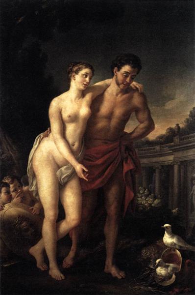 Venus Showing Mars Her Doves Making a Nest in His Helmet, 1768 - Жозеф-Мари Вьен