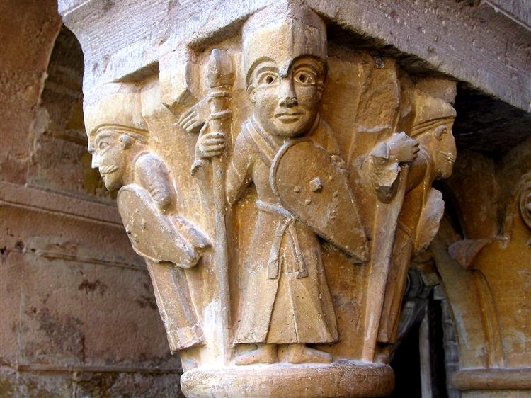 Капітель, церква абатства Сен-Фуа, Конк, Франція, c.1100 - Романська архітектура