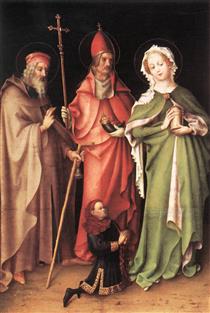 Sts Anthony the Hermit, Cornelius and Mary Magdalen with a Donor - Stefan Lochner