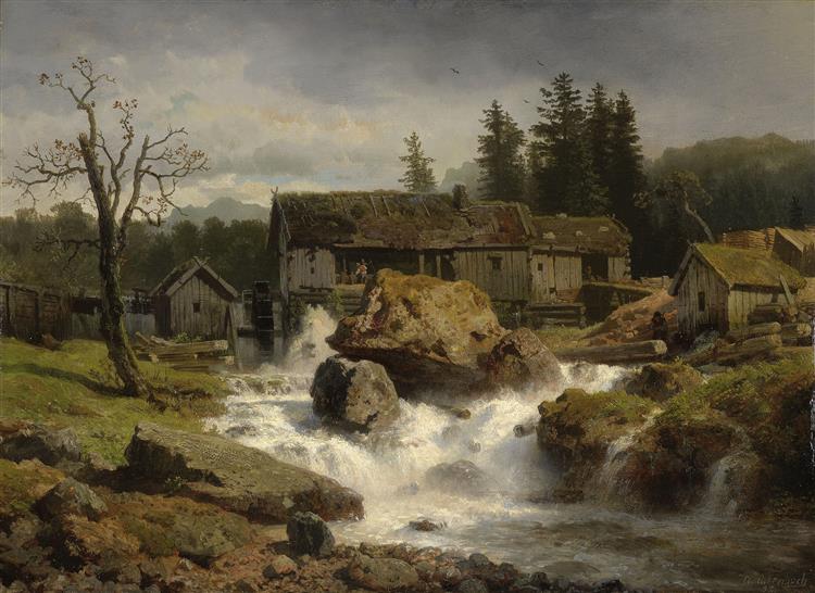 The Mill, 1852 - Андреас Ахенбах