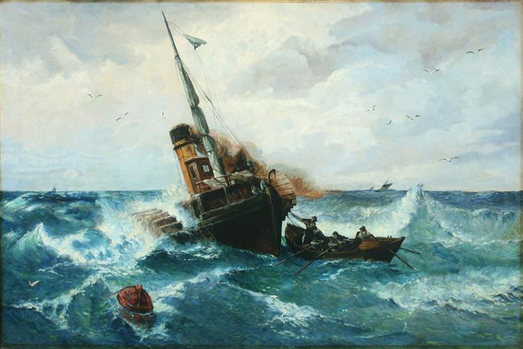 Paddlesteamer in Stormy Weather - Andreas Achenbach