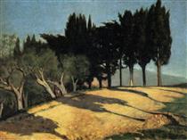 Country Road with Cypresses - Giuseppe Abbati