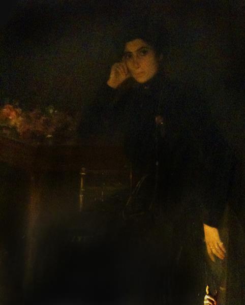 Portrait of woman dressed in black - Joan Brull