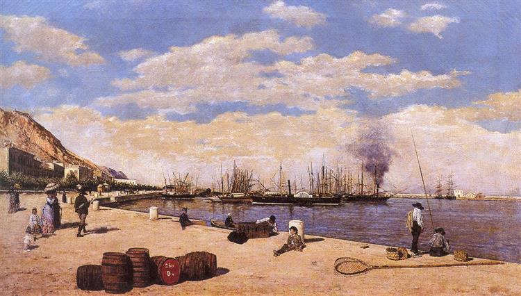 Vista Del Puerto De Alicante, 1875 - Joaquin Agrasot y Juan