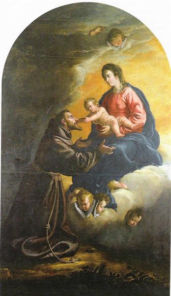 Die Jungfrau Präsentiert Das Christuskind Dem Heiligen Franziskus - Juan van der Hamen