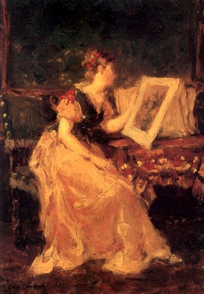 She is fond of prints, c.1866 - 马里亚·福尔图尼