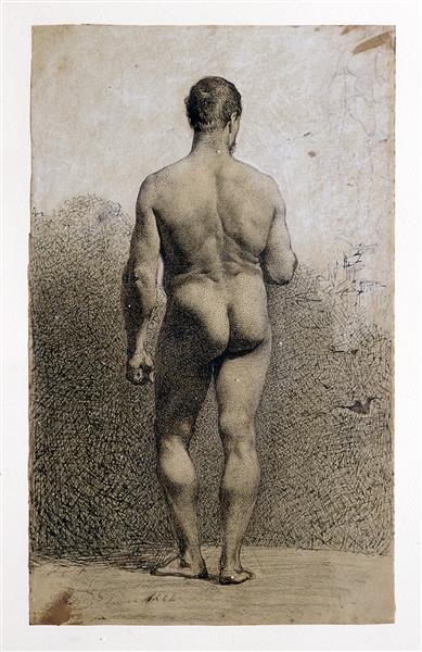 Male nude back, 1861 - 马里亚·福尔图尼