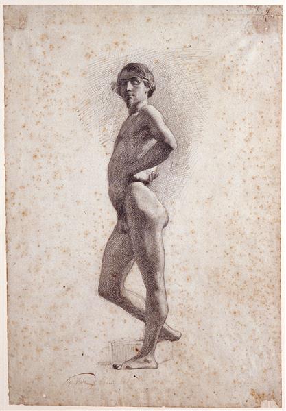 Nude male profile, 1860 - 马里亚·福尔图尼