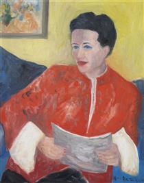 Portrait De Simone En Veste Rouge - Hélène de Beauvoir