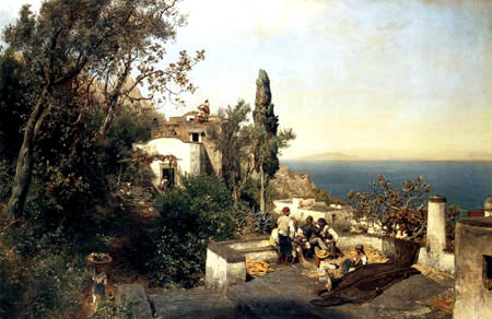 Italian Landscape Coasts Near Naples, 1880 - Освальд Ахенбах