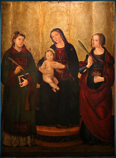 Madonna col Bambino tra i SS. Stefano e Lucia, 1489 - Антониаццо Романо