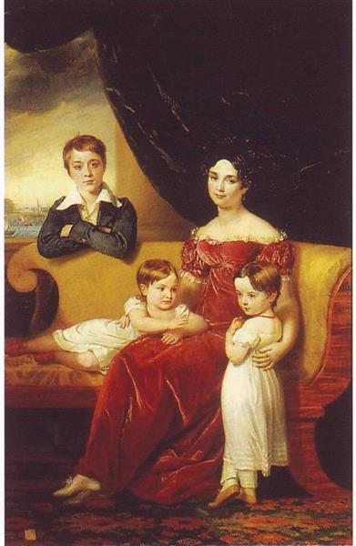 Maria Jacovlevna Naryshkina with children, 1823 - Джордж Доу