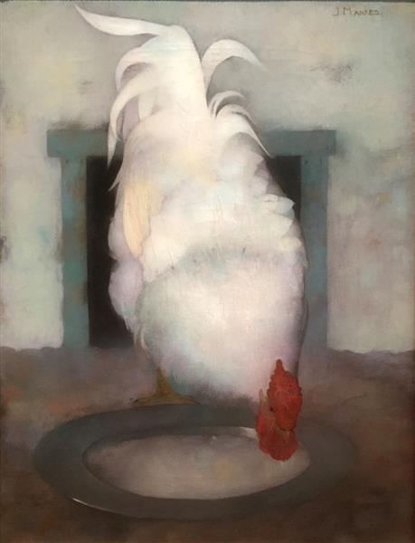 Rooster (wyandotte) With Tin Dish, 1913 - Jan Mankes