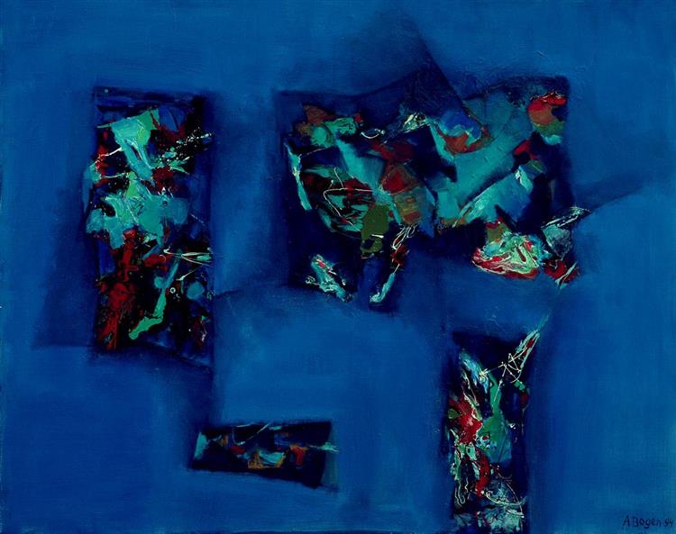 Shapes on Blue Background, 1991 - Alexander Bogen