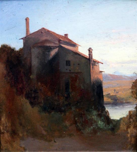 Italian Monastery Building on the Water's Edge, 1835 - Карл Блехен