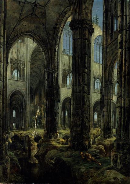 Gothic Church Ruins, 1826 - Карл Блехен