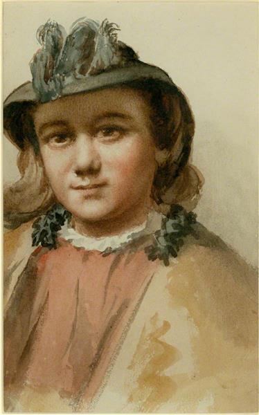 Portrait of a Girl with a Hat, c.1850 - Thomas Stuart Smith