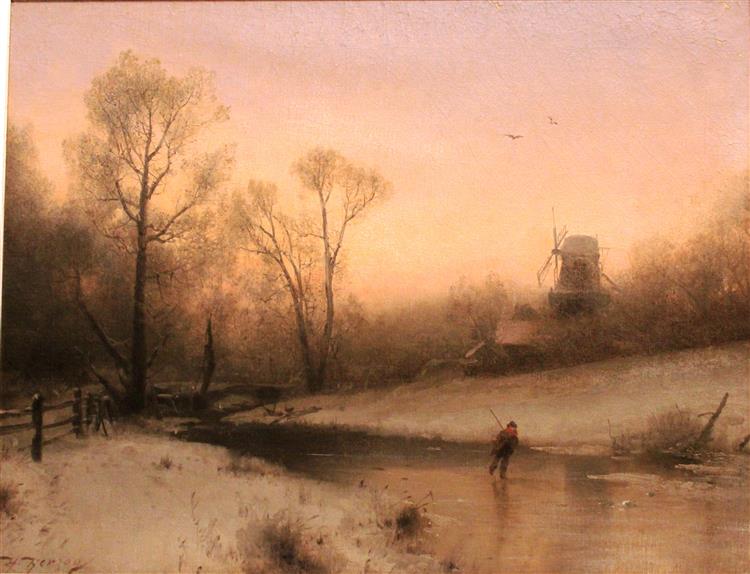 Winter Evening in Holland - Hermann Ottomar Herzog