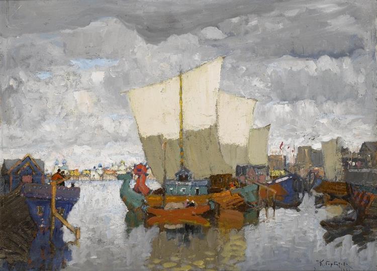 Anchored Boats, 1921 - Konstantin Ivanovich Gorbatov
