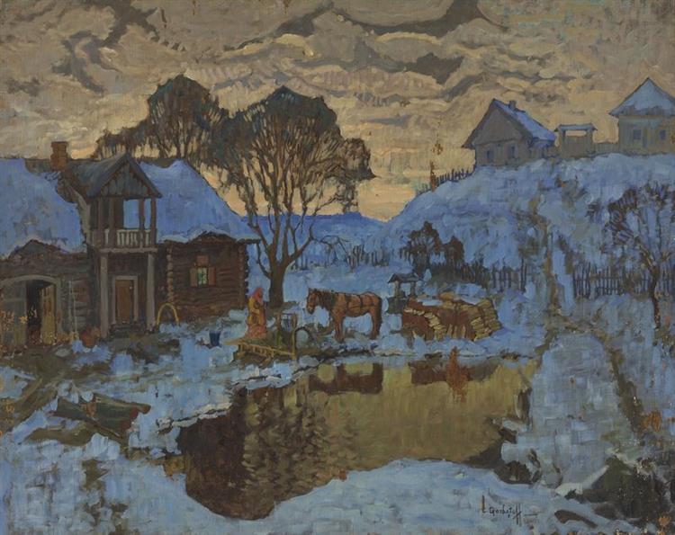 Village. Winter Twilight - Konstantin Ivanovich Gorbatov