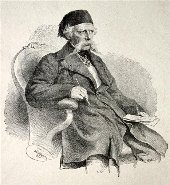 Vuk Karadžić, Serbian philologist, linguist and one of the most important reformers of the modern Serbian language, 1865 - Josef Kriehuber