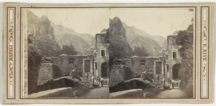 Buildings in the Valle dei Molini, Amalfi N. ° 250, 1864 - Roberto Rive