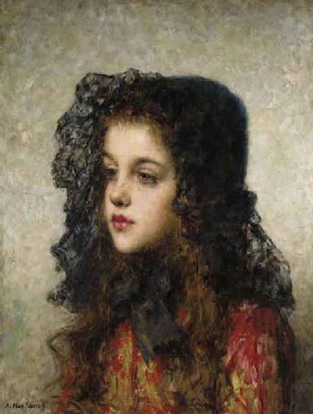 Little Girl with Veil, 1904 - Алексей Алексеевич Харламов