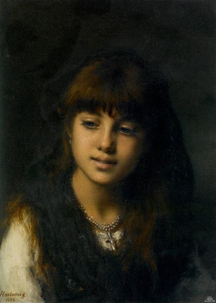 Portrait of a young girl, 1884 - Алексей Алексеевич Харламов