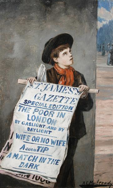 A London Newsboy - Augustus Edwin Mulready