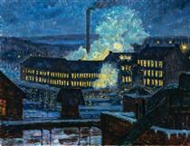 Night View of a Factory - Альфред Вильям Финч