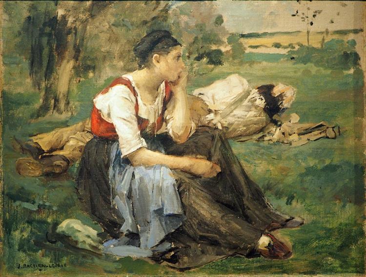 Resting country people, c.1877 - Жюль Бастьен-Лепаж
