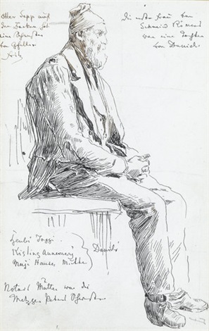 Study of the seated farmer ''Old Sepp'', 1835 - Albrecht Anker