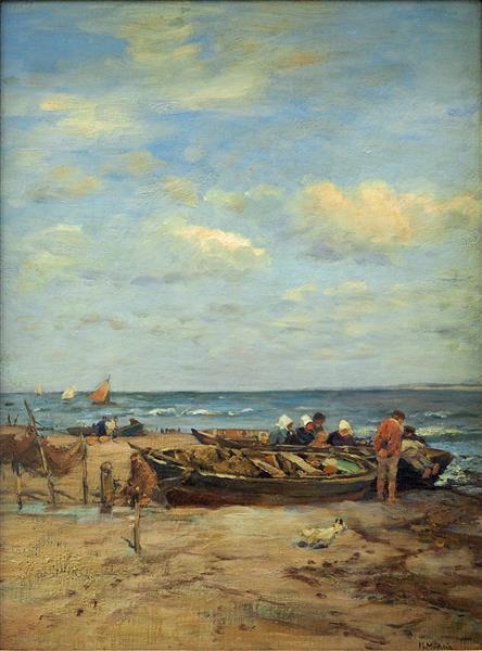 Fishermen with their boats - Hugo Mühlig