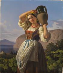 Italian girl with water jug - Theodor Leopold Weller