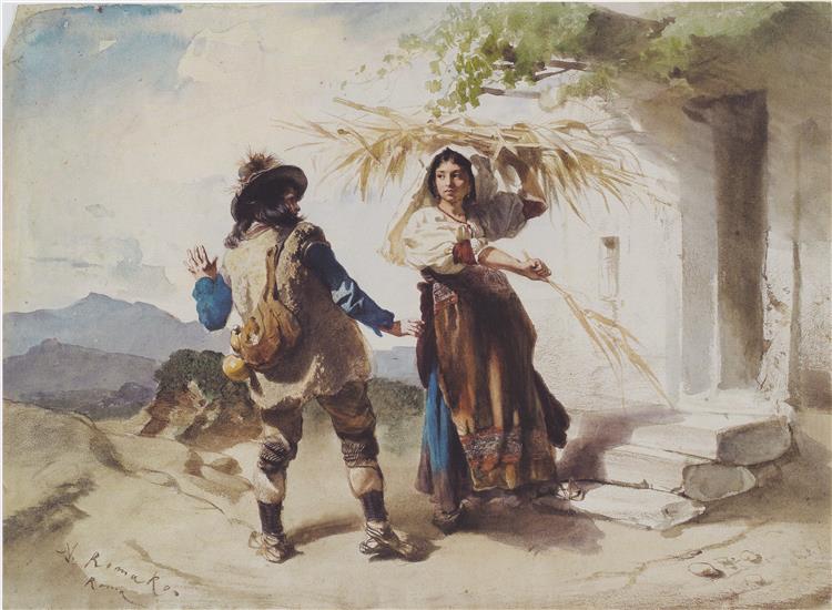 Peasant couple in the Campagna, 1860 - 1865 - Anton Romako
