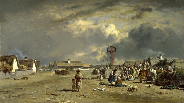 The Market at Szolnok, Hungary, c.1852 - 1872 - August von Pettenkofen