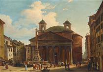 Rome, the Pantheon - Ippolito Caffi