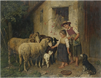 Feeding the sheep - Адольф Эберле