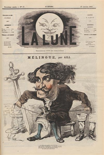 Caricature of Étienne Mélingue, French actor, sculptor, painter, 1867 - Андре Жилль