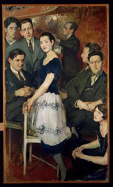 'Les Six', group portrait of the avant-garde musical group sponsored by Jean Cocteau, c.1921 - Jacques-Émile Blanche