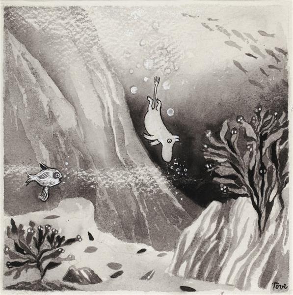 Illustration for the Book Comet in Moominland, 1946 - 朵貝·楊笙