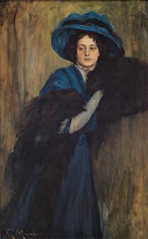 Portrait Of Lady In Blue - Raimundo de Madrazo y Garreta