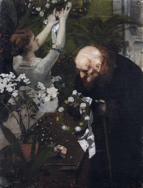 Old gentleman in the flower shop, 1878 - Karl Gussow
