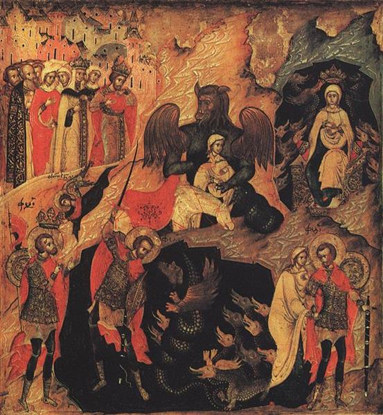 Miracle of St. Theodor Tyron, c.1600 - Orthodox Icons