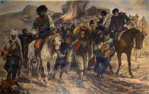 Cheta of Boris Sarafov, the Revolt in the Balkans, Macedonian Rebels Carrying off Albanian Villagers near Monastir - Richard Caton Woodville Jr.