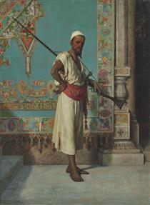 Portrait of an oriental with a gun - Francesco Beda